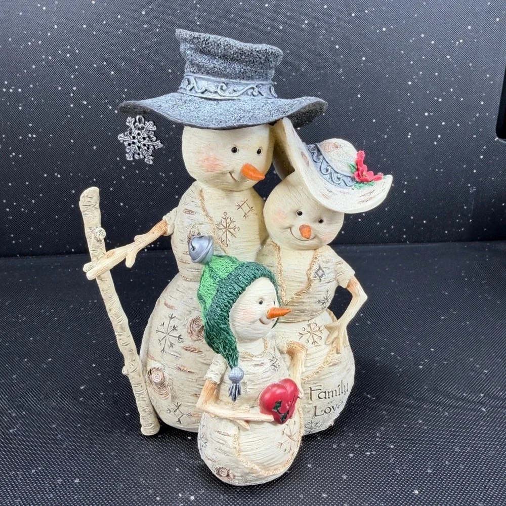 Birch Hearts Family Love Snowman Figurine Barbara McDonald Pavilion Gift 81013